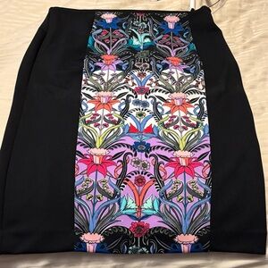 Floral Patterned Black Skirt